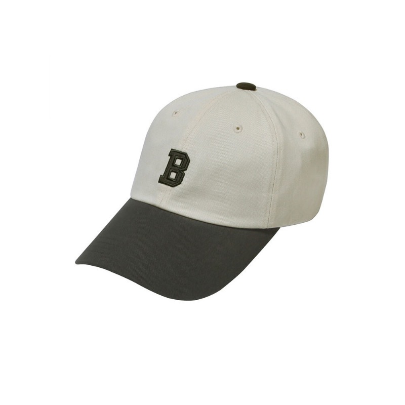 벗딥) B LOGO CURVED CAP (KHAKI/CREAM)
