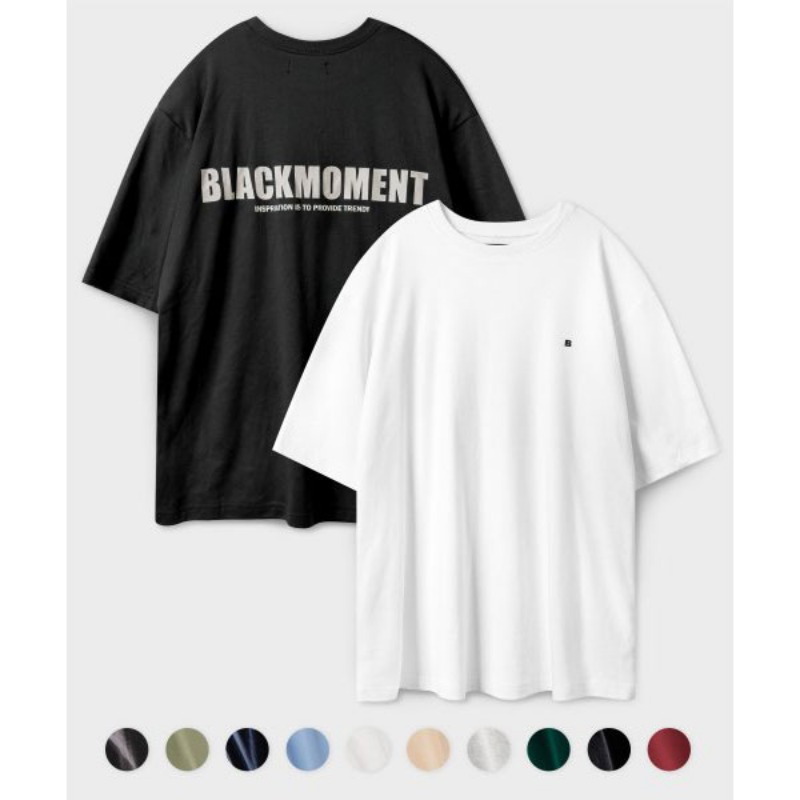 블랙모먼트) [워터 프루프] 루즈핏 레터링 라운드 반팔 티셔츠 ( 10 COLOR )