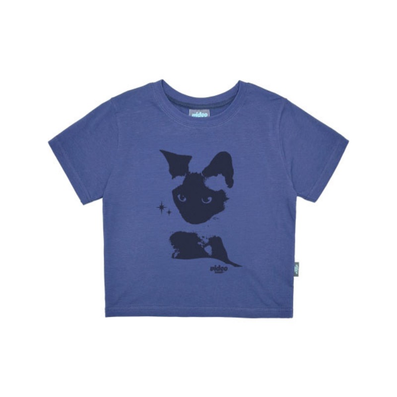 비디오자키) 고독한 고양이 크롭 티셔츠 (PURPLE / BLUE)